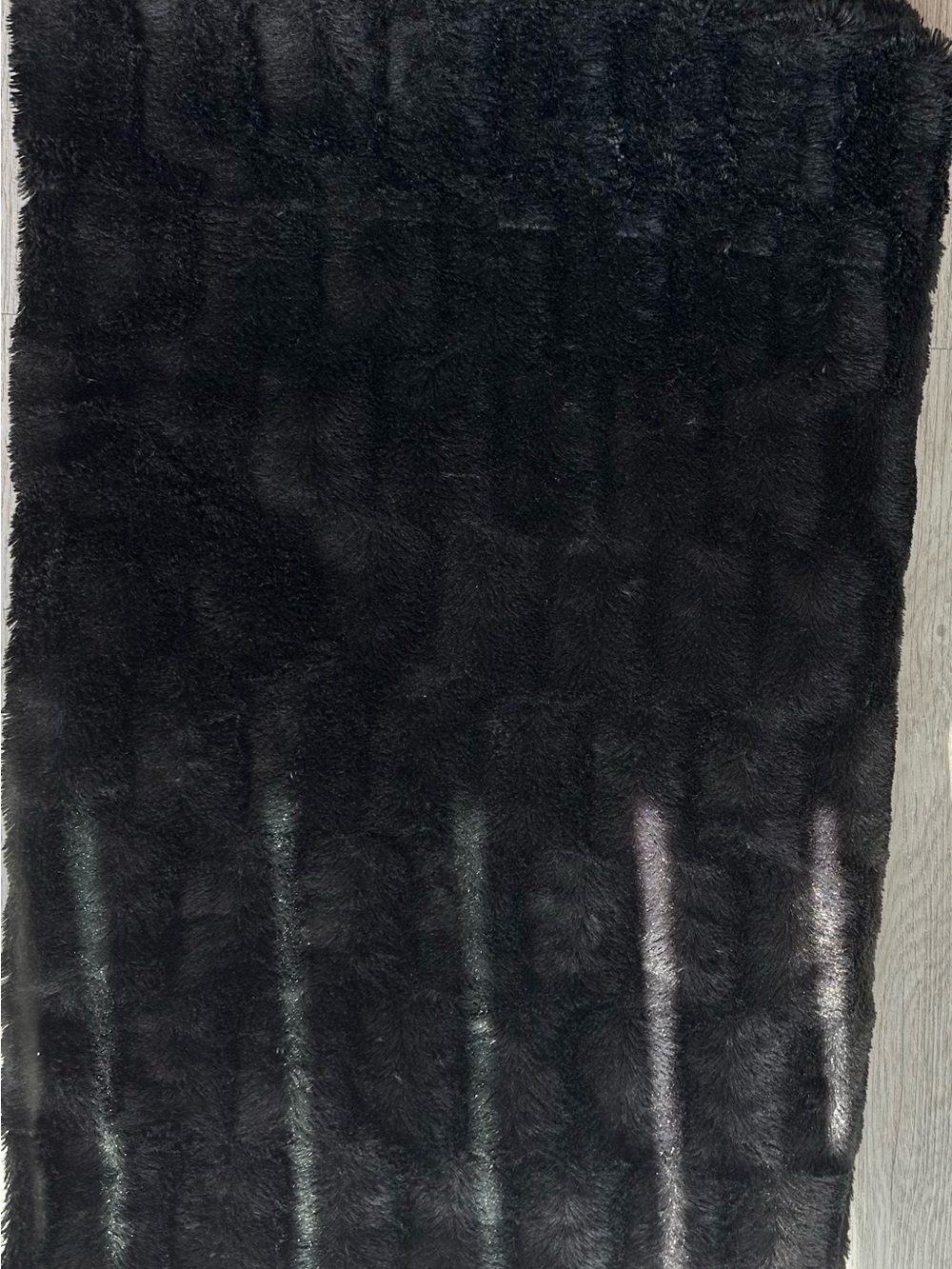 Plush Black Faux Fur Throw Blanket